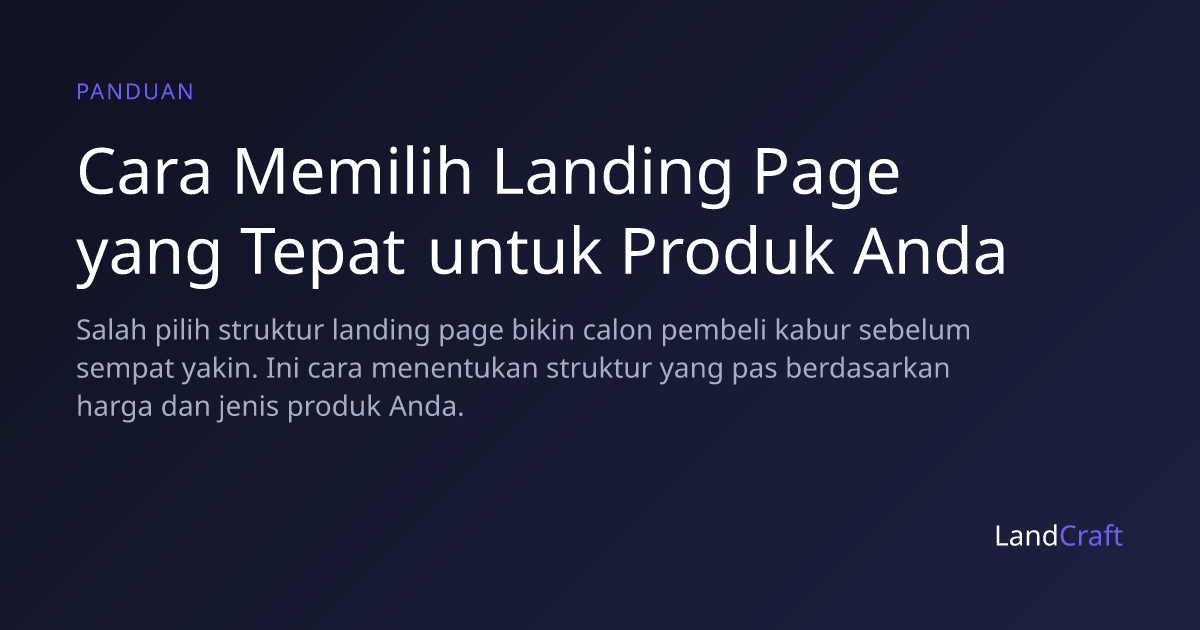 Cara Memilih Landing Page yang Tepat untuk Produk Anda